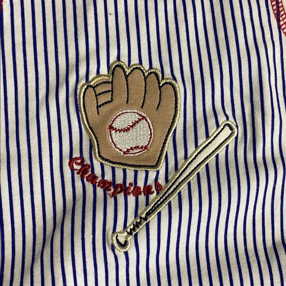 First Impressions Baby Baseball Romper‎ Retro Pinstripe 3–6M Cotton - Picture 6 of 9